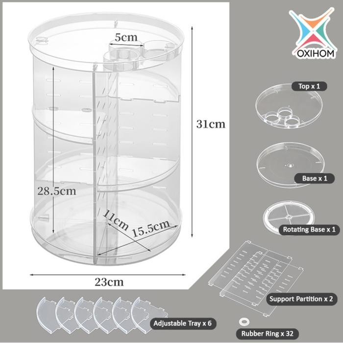 

Oxihom Rak Putar Akrilik Rak Dapur Rak Kosmetik Rak Bumbu Lazy Susan Penyimpanan Plastik