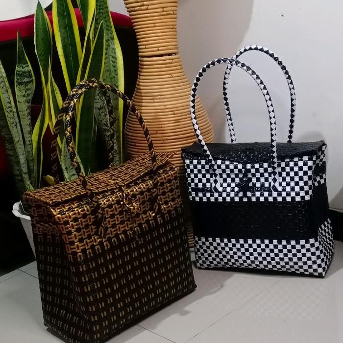 PREMIUM Tas koper murah/Tas tutup piknik/Tas belanja Anyaman Plastik