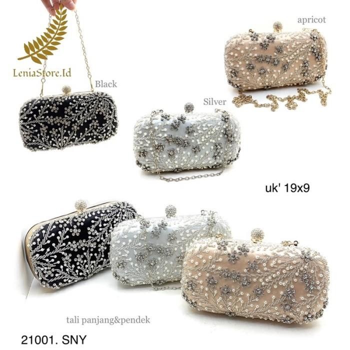 Tas pesta clutch wanita permata Payet satin mewah dan elegan terbaru
