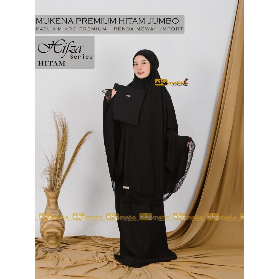(Expert) Mukena Dewasa Katun Premium Umroh/Haji Polos Renda Mewah Hitam & Putih