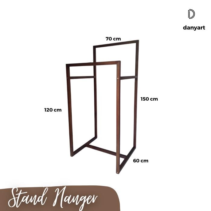 PREMIUM gantungan baju kayu jati minimalis, stand hanger kayu jati