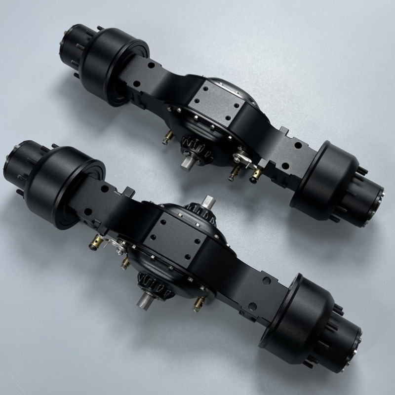 daniaastoree Simulation Black CNC One Body Front Power Axle Rear Axle for 1/14 Tamiya RC Truck Scani