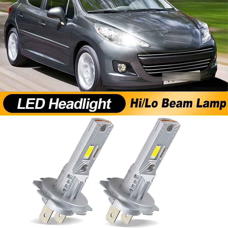 2PCS LED Headlight Bulb H7 High Low Beam White Bulbs Super Bright Lamp For Peugeot 207 2008 2009 201