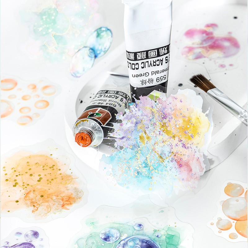 

2Style 60Pcs/bag Illusion Bubble PET Scenography Stickers Creative Handbook Material DIY