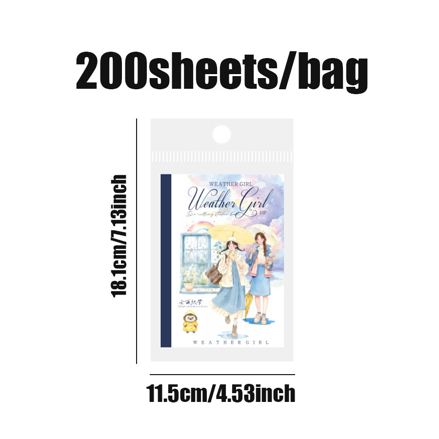 

200pcs/bag Weather girl series aquascape die-cut sticker book handbook material DIY