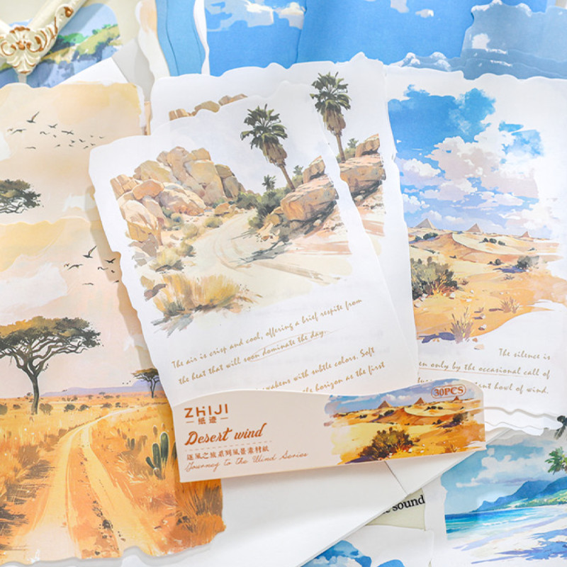 

90Pcs/bag The Windward Journey Series Landscape Material Paper Cardstock Handbook DIY