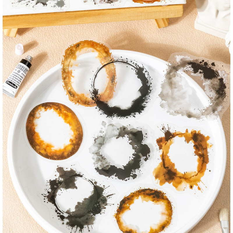 

60pcs/bag Halo Border Series Watercolour Halo Border PET Stickers Handbook Material