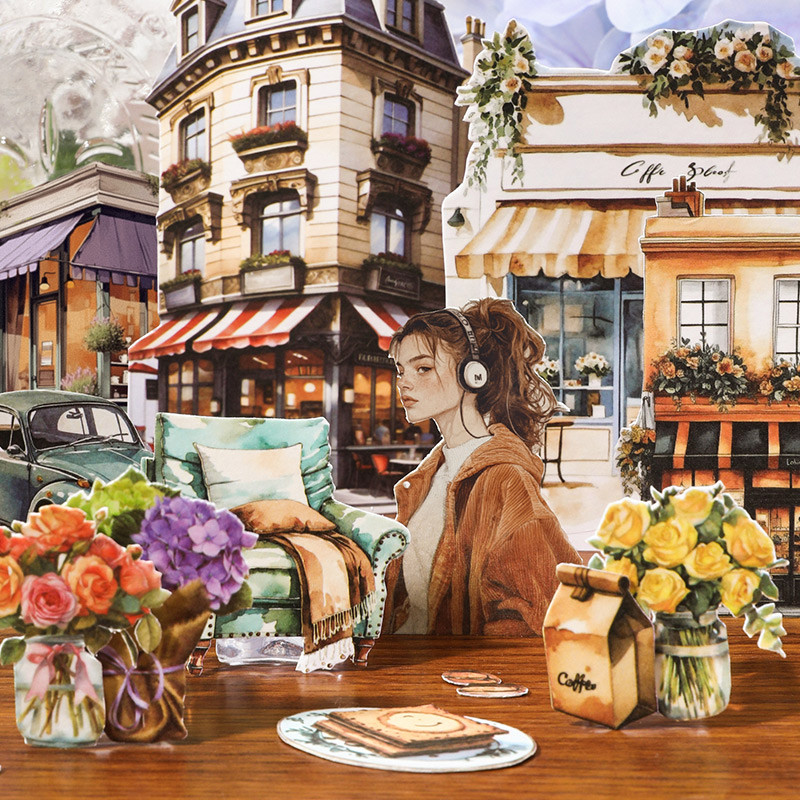 

50pcs/dag Slow Life Series Sticker Book City People Architecture Landscape Stickers