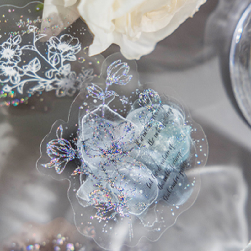 

30pcs/bag PET waterproof three-dimensional hot silver stickers pack DIY handbook scrapbook