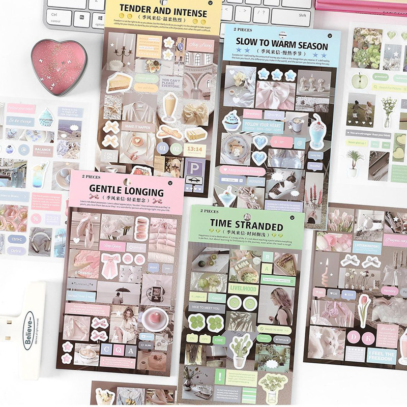 

8Pcs/bag monsoon letter series stickers INS original style handbook stickers DIY scrapbook