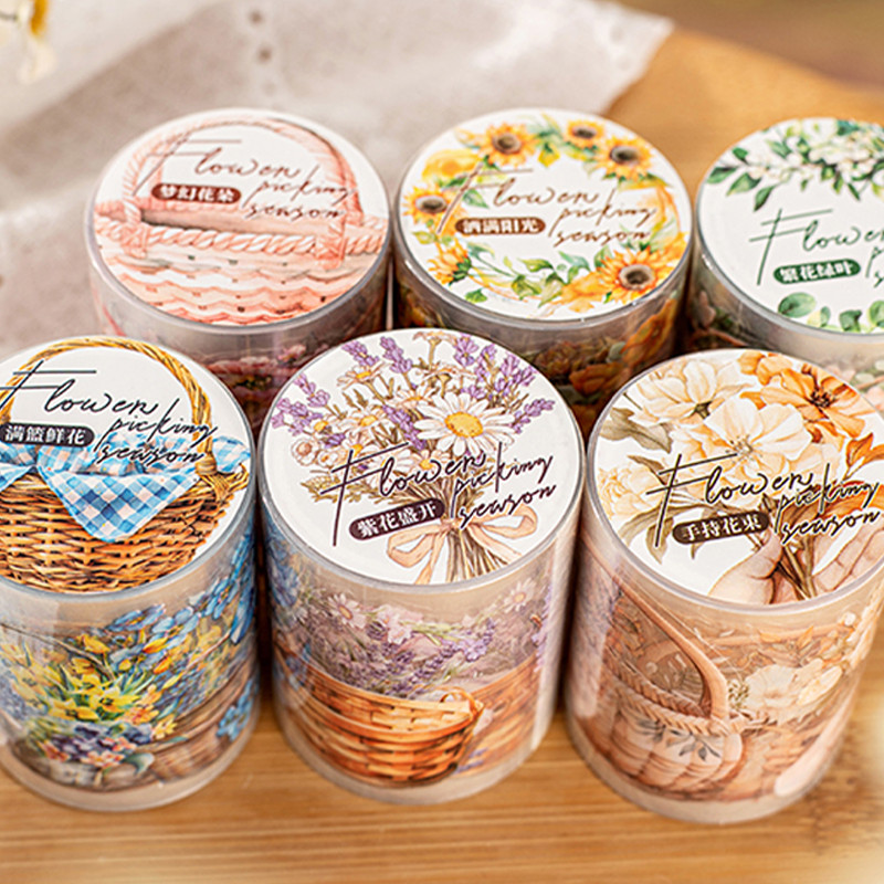 

3Rolls/bag Flower Basket Theme Handbook Tape Masking Tape Handbook DIY Material Tape
