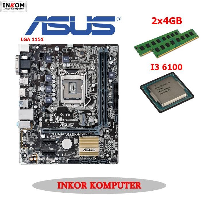Paket Mobo 1151 Asus I3 6100 Ram 8GB
