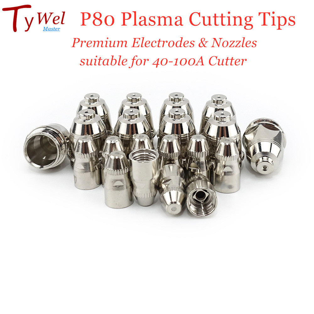 20pcs Premium P80 Plasma Cutting Torch Consumable Cutting 60A 80A