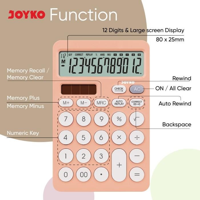

JOYKO CALCULATOR KALKULATOR CC-64CO 12 DIGITS CHECK & CORRECT