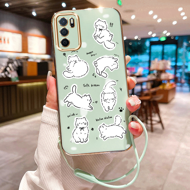 Casing Hp Untuk OPPO A16 A16s A54s A16K A16E Case Casing Graffiti Kucing HP Cesing Silikon Softcase 