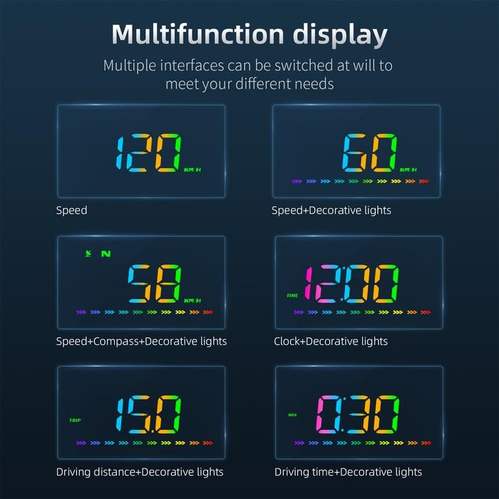 

UNIVERSAL HUD GPS HEAP UP DISPLAY M23 SPEEDOMETER MULTI-FUNCTIONS SPEED METER MPH KM/H SCREEN