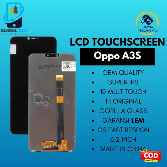 LCD + TOUCHSCREEN OPPO A3S ORIGINAL OEM BERGARANSI 100%