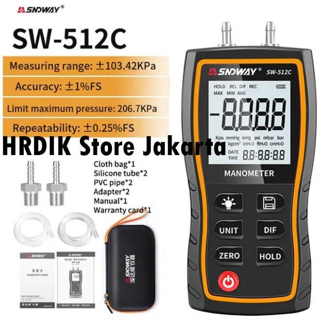 Manometer Sndway SW-512C Air Pressure Gauge Differential SW512C Tester