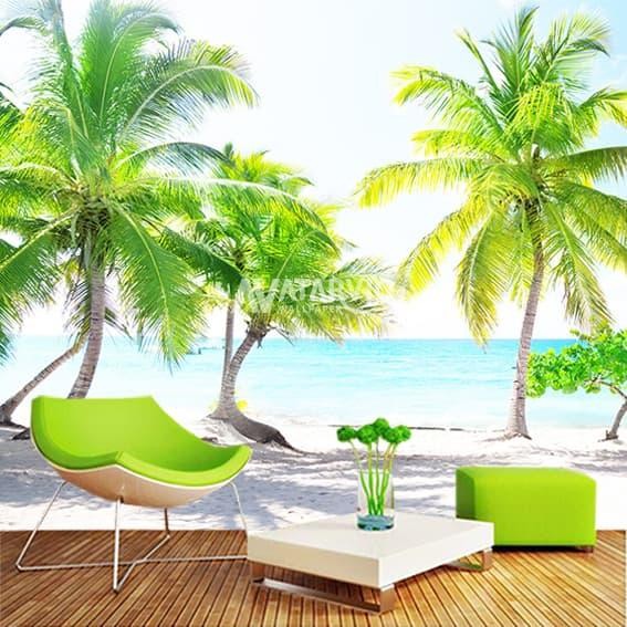 Wallpaper Custom Printing - Wallpaper Dinding Custom Gambar Pantai 3D