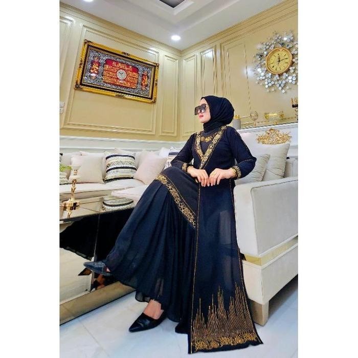 Cod/Gamis Abaya Turkey Putih Mikayla Jersey Mix Ceruty Permium