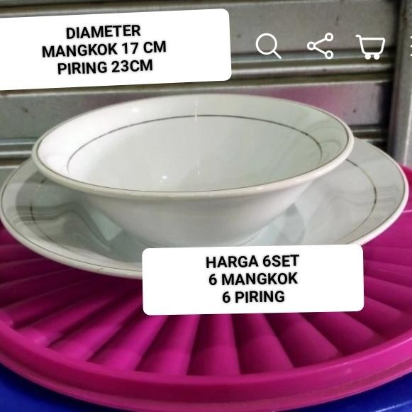 PIRING KERAMIK LIS EMAS MANGKOK KERAMIK LIS EMAS (SATU SET) MOTIF LIS