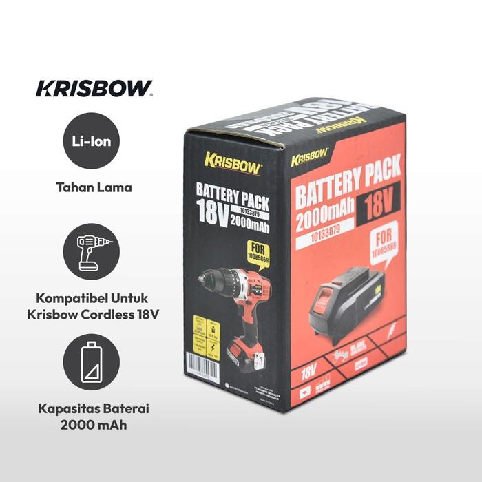 Krisbow Part Baterai Rechargeable Mesin Bor Listrik 18V 2.0Ah Irab182