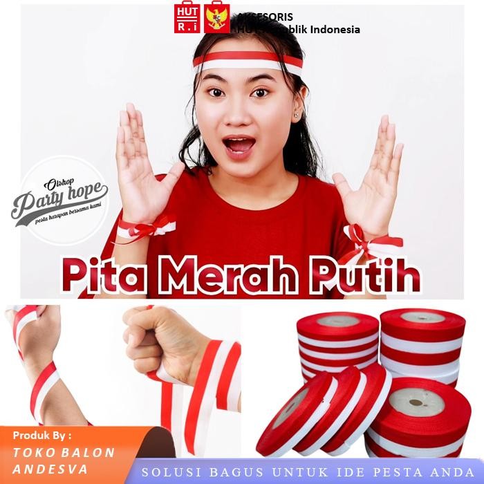

(Allthebest) pita merah putih 20 yards / Pita satin merah putih 1 inch / hiasan 17 agustus / HUT RI