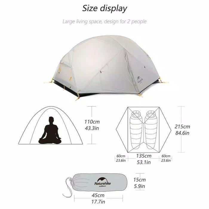 Termurah Tenda mongar Naturehike NH17T007-M/NH19M002-J 2P ultralight kapasitas 2 orang