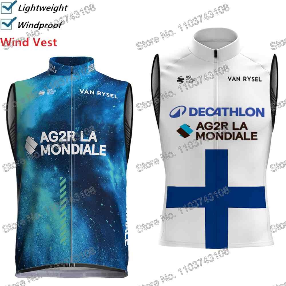 AG2R Team Finland 2024 Cycling Vest Windbreaker Pro Race Men Wind Vest Summer Road Bike Jersey Sleev