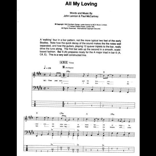 Buku Tablature Bassline The Beatles