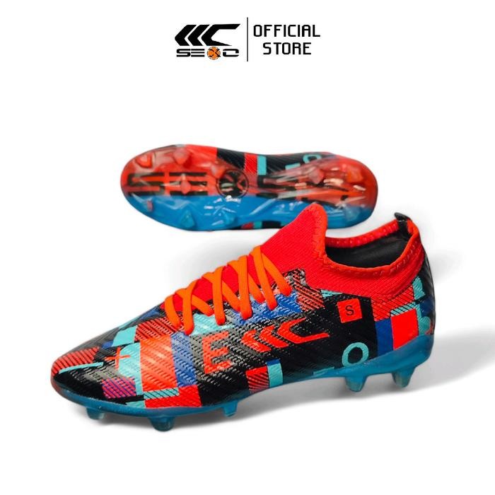 Lotto Sproty - Sepatu Bola Graffito Fg Junior Red Black/Orange Boots - Sepatu Bola Anak