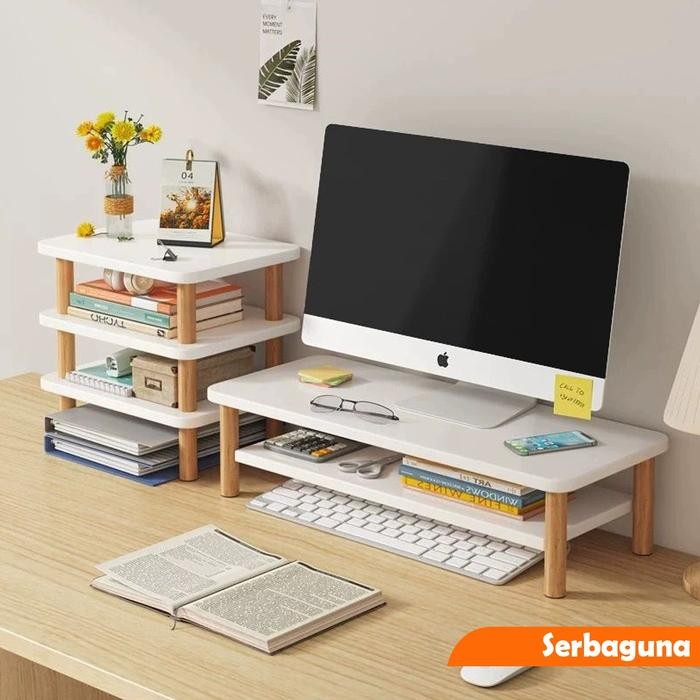 

ORIGINAL JackweenieRak penyimpanan desktop yang ditinggikan monitor komputer Desktop rak penyimpanan