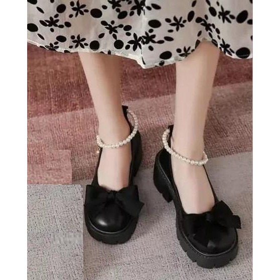 Luxuscollection Indo - Sepatu Wanita Korea Style Hitam Black Casual Formal Branded Pantofel Mary