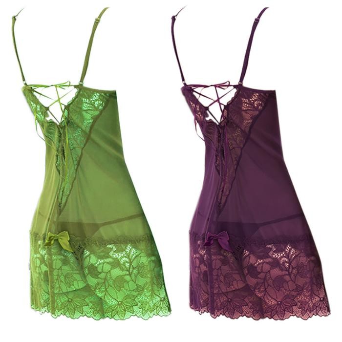 NEW L0470 Baju Tidur Wanita Gaun Malam Model Mini Dress Daster Pendek Nightgown Lace Terawang