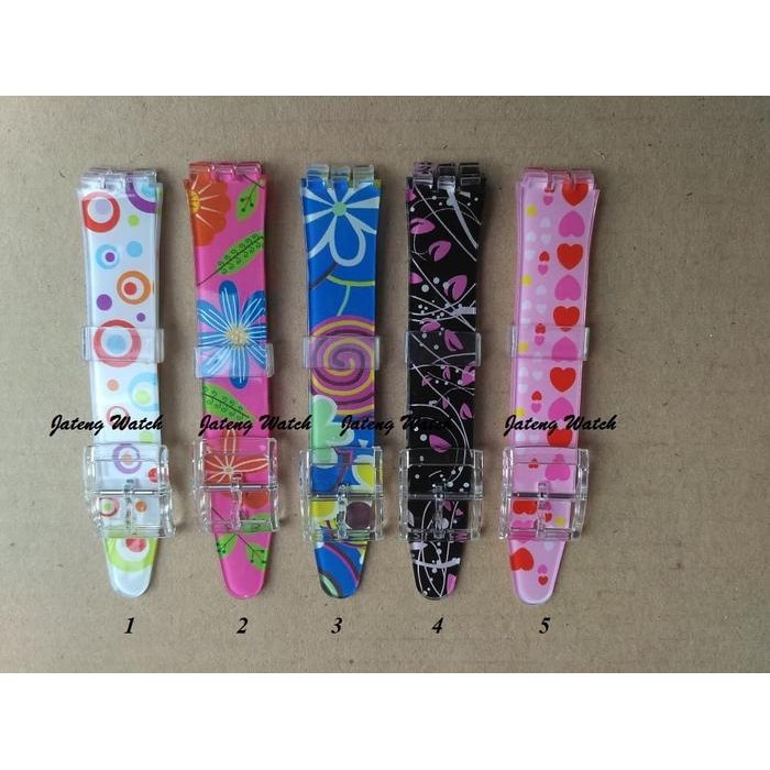 Tali Atau Strap Rubber Jam Tangan Swatch Motif Bunga