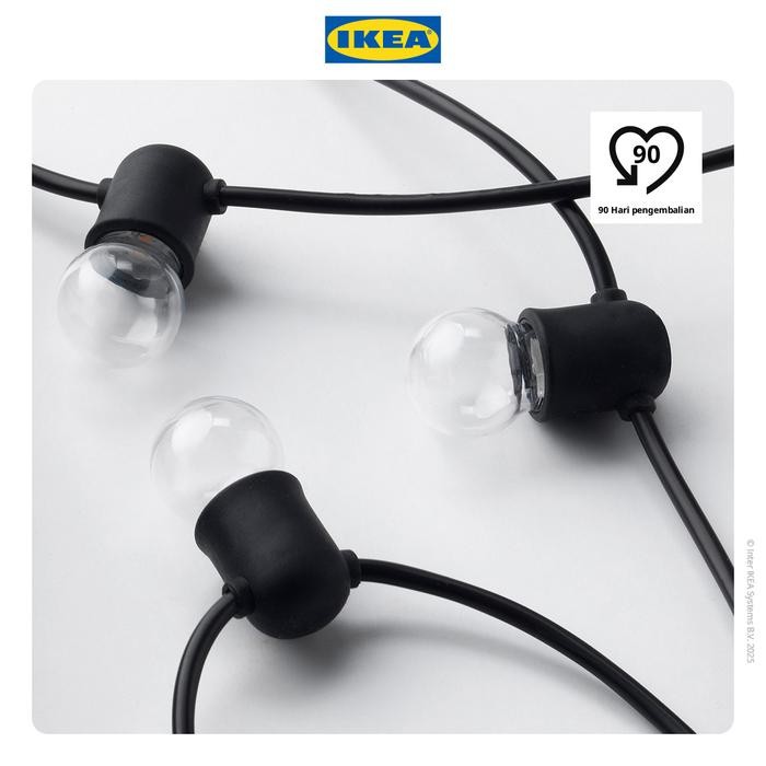 NEW IKEA UTSUND Lampu Rantai Baterai 12 Lampu LED 4.9m Hitam