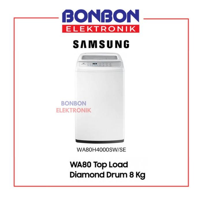 SAMSUNG MESIN CUCI 1 TABUNG 8KG WA80H4000SW DIAMOND DRUM WOBBLE 8 KG