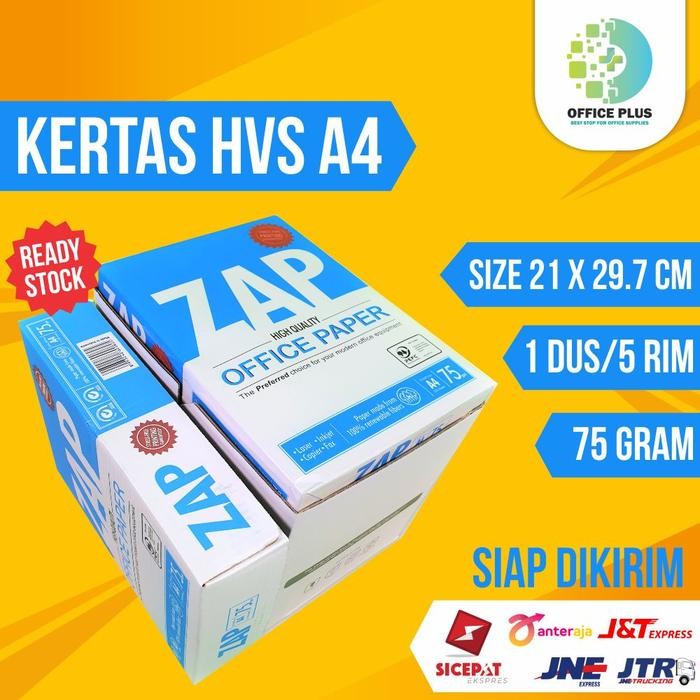 

Bisa Gosend! Kertas Hvs A4 75Gr / Kertas Murah A4 / Kertas A4 - (Zap 1 Dus/5 Rim)