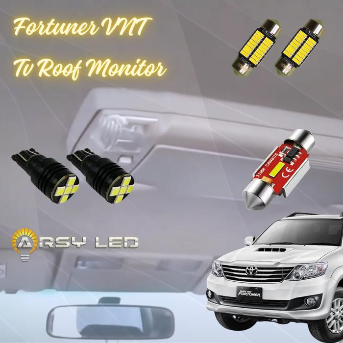 ARSYLED LAMPU LED Plafon Kabin Mobil Fortuner vnt 2012 2015 isi 5 buah TV Monitor Xtrime Bright Car