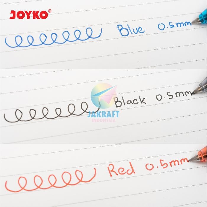 

(Imk) - (12 Pcs) Grosir Pulpen Gel Pen Klik Joyko Gp-265 Q Gel Hitam Black / Biru Blue / Merah Red