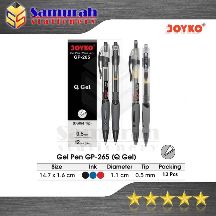 

(Imk) - Gel Pen Joyko Q Gel Gp 265 / Gelpen Qgel Gp-265 0.5 Mm / Pulpen Jk Gp265 Hitam Biru Merah