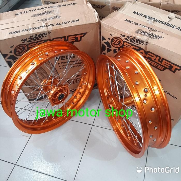 Velg supermoto paket klx 150/D tracker 150 ful scarlet racing original