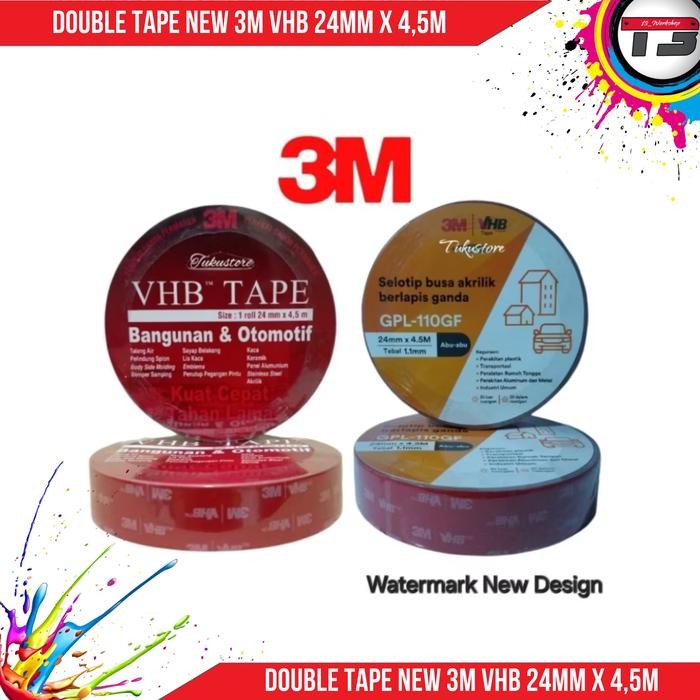 

3M Double Tape VHB 3M 24mm x 4.5m Super Kuat & Fleksibel untuk Bangunan & Otomotif Original New