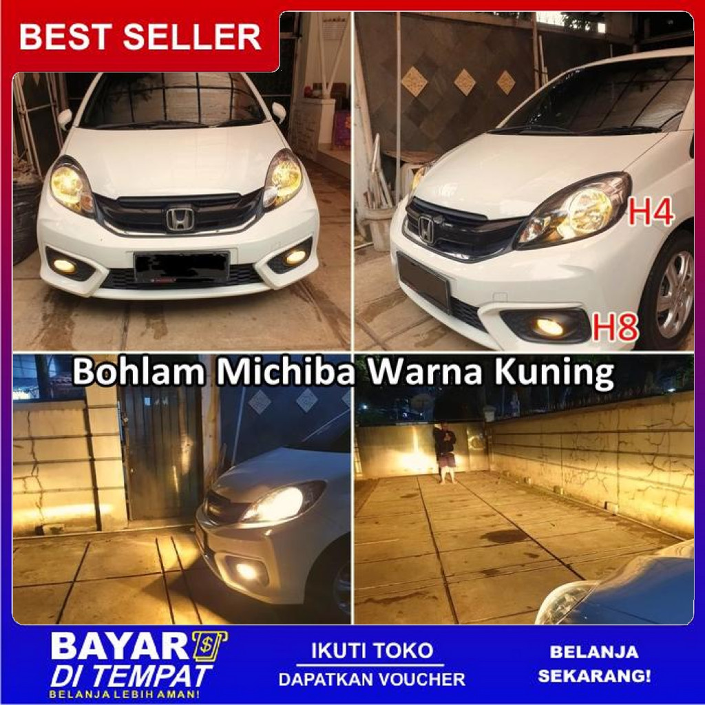 FREE ONGKIR BOHLAM HALOGEN H1 H3 H4 H7 H8 H11 H16 MICHIBA PUTIH KUNING BISA COD