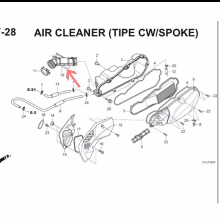 KARET FILTER SPACY TUBE AIR CLEANER CONNECTING CARB. 17253-KZL-A00