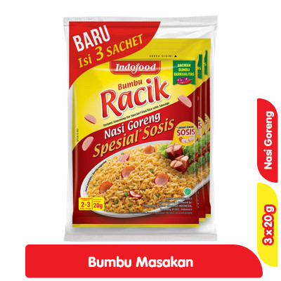 

Indofood Racik Bumbu Instan Nasi Goreng Spesial Sosis 3 x 20 g
