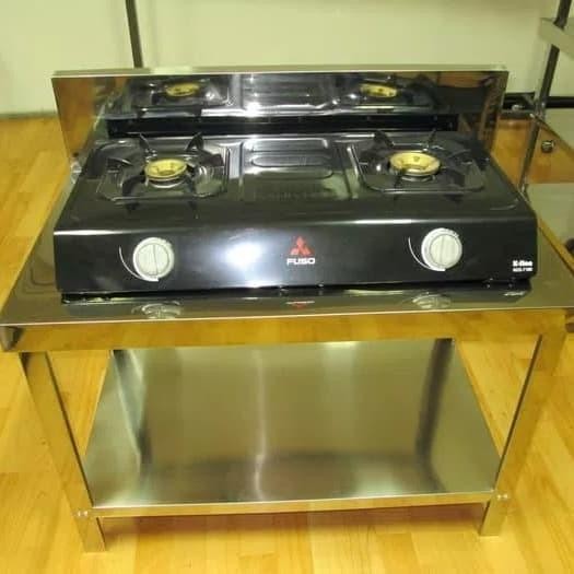 (Allthebest) Meja Kompor Stainless Stell Serbaguna Merk Metalco MT2