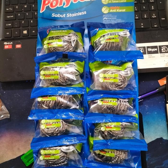 sabut stainless polytex reguler isi 12 pcs