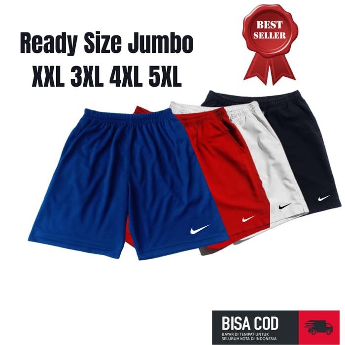 Celana Pendek Pria Jumbo Jersey Olahraga Nyaman Hitam Navy Merah Putih *