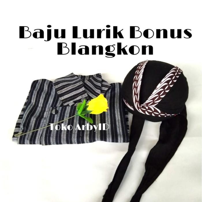ORIGINAL Baju Lurik Jawa Bonus Blangkon / Baju Jawa Gratis Blangkon READY STOCK